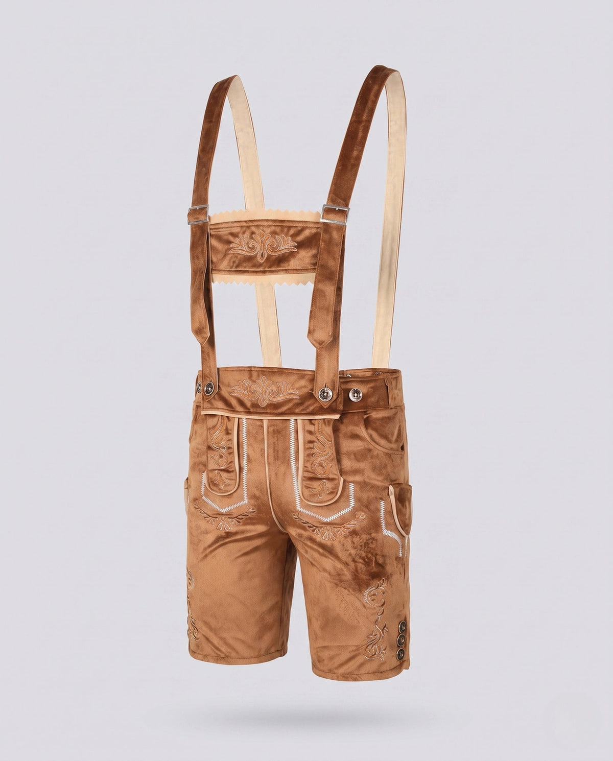 Men’s Traditional Leather Lederhosen Shorts – Embroidered Suspender Knee-Length Bavarian Festival Trousers for Oktoberfest Folk Celebrations Heritage Events and Traditional Styling