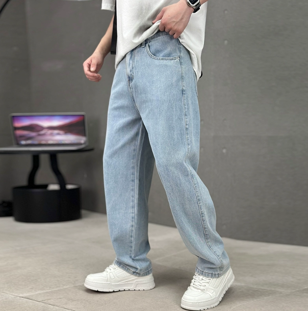 Jeans in denim da uomo a gamba dritta - vestibilità classica comoda per l'uso quotidiano casual e look curati da weekend