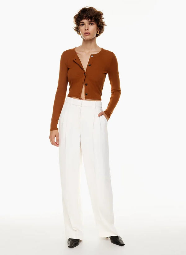 Pantalon large plissé pour femme – coupe taille haute élégante, idéal pour le bureau