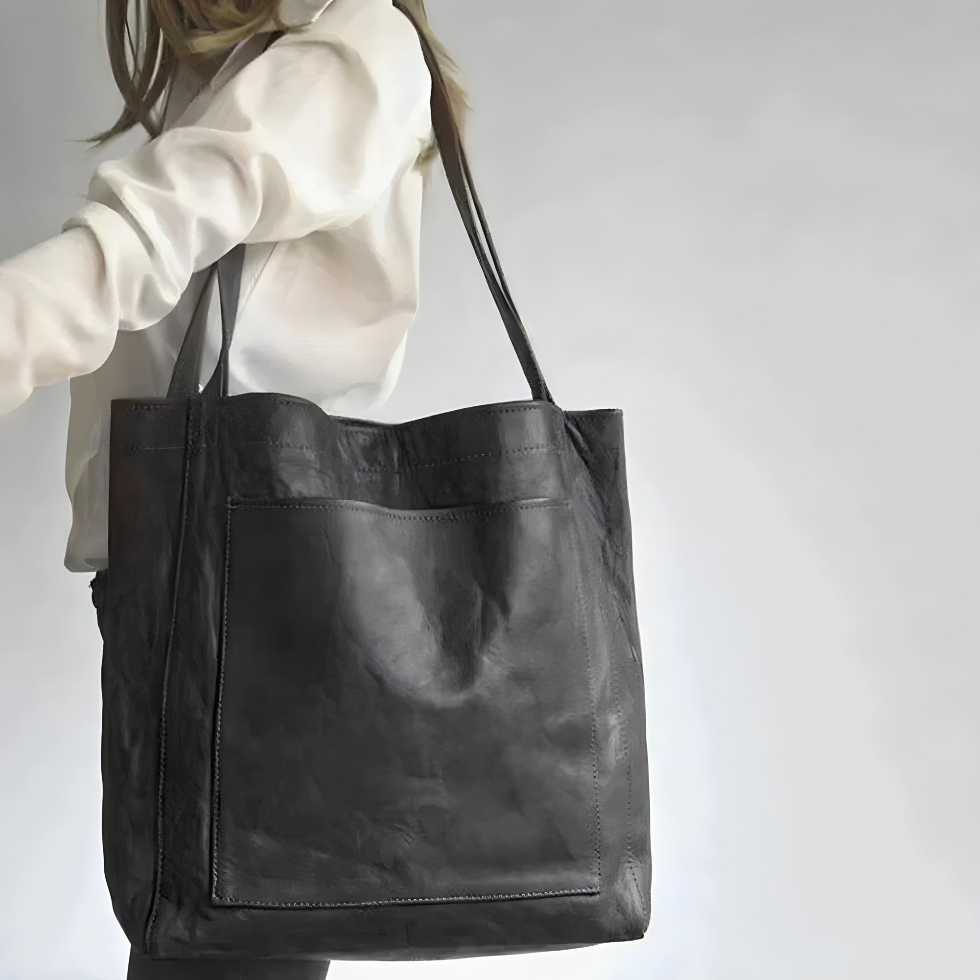 Borsa Tote Oversize da Donna in Pelle con Tracolle Minimaliste
