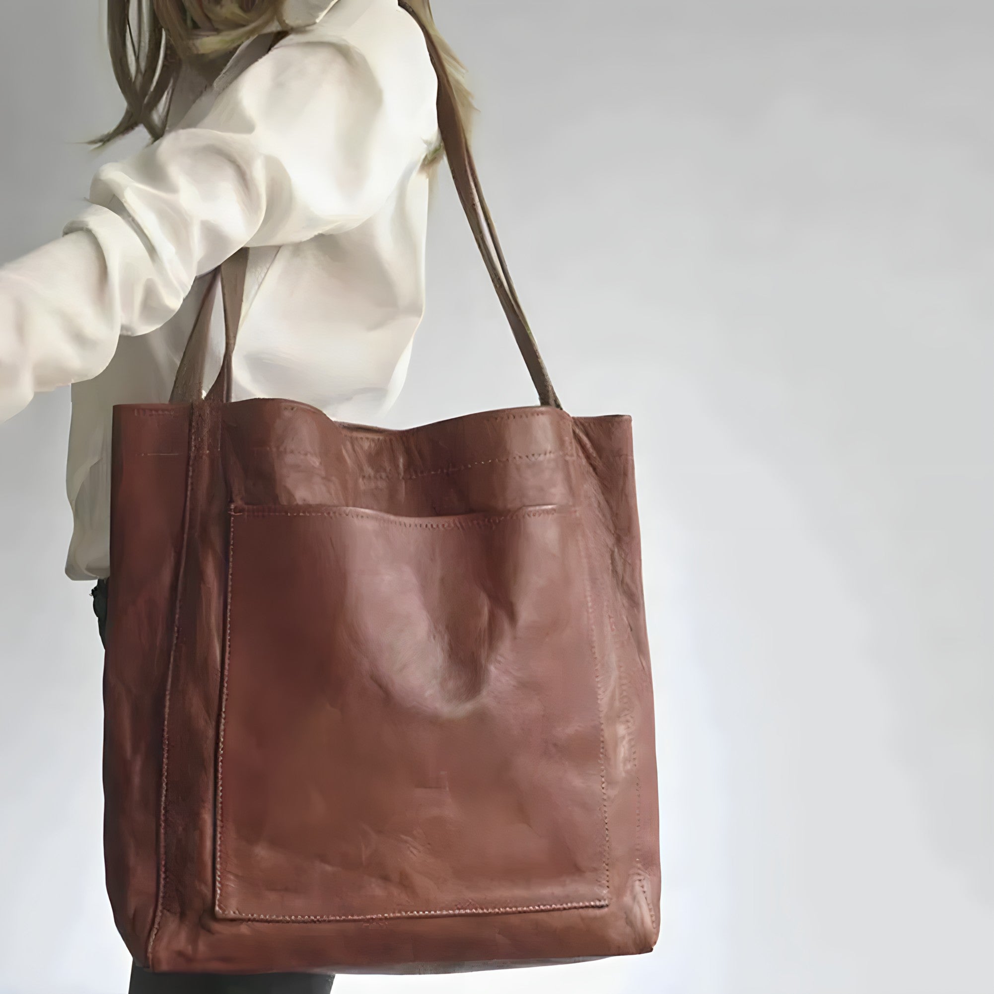 Borsa Tote Oversize da Donna in Pelle con Tracolle Minimaliste