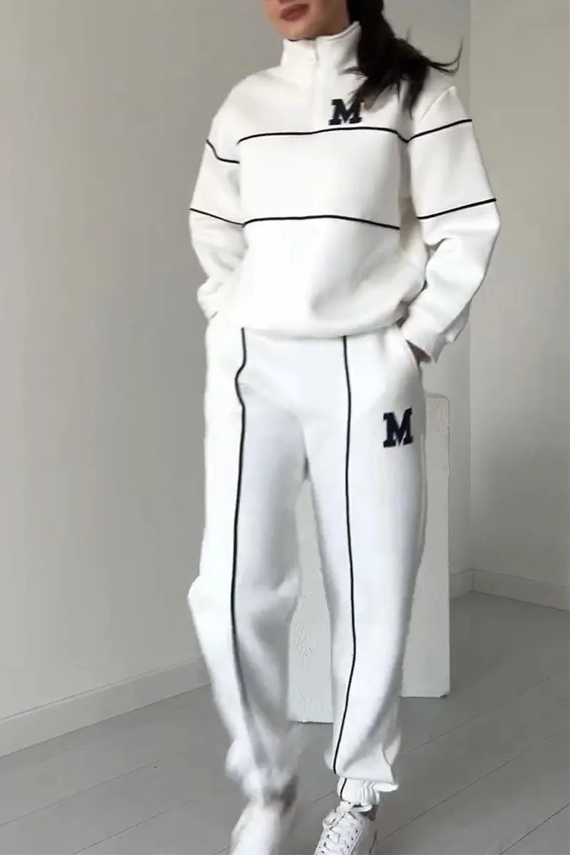 Women’s Zip Neck Tracksuit Set with Tapered Joggers