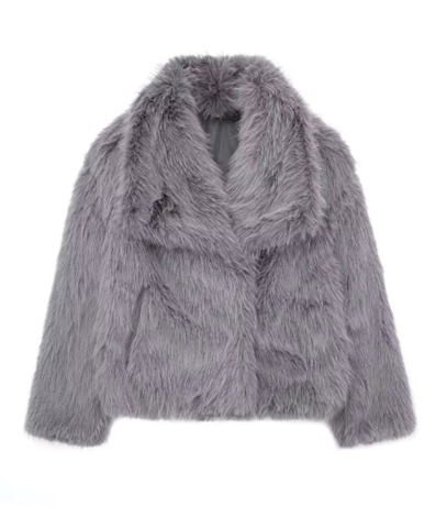Dámská zimní bunda z hebké umělé kožešiny - hřejivá zkrácená výrazná vrstva pro elegantní městské nošení, smart casual outfity, večerní příležitosti a styling do chladného počasí