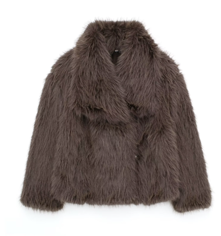 Dámská zimní bunda z hebké umělé kožešiny - hřejivá zkrácená výrazná vrstva pro elegantní městské nošení, smart casual outfity, večerní příležitosti a styling do chladného počasí