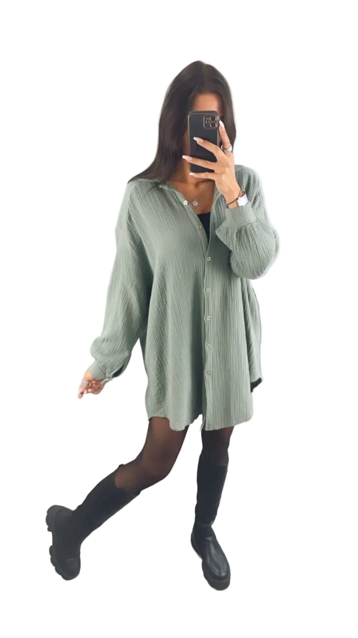 Dámská oversized košile z bavlněného mušelínu – volná košile na knoflíky pro ležérní dny
