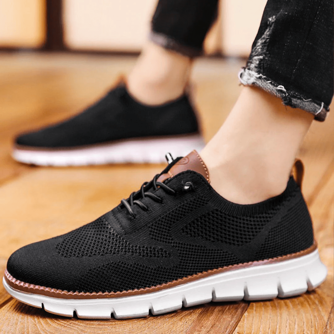 Atmungsaktive Strick-Schnürschuhe für Herren – bequeme Freizeitschuhe mit dämpfender Wirkung und flexiblen Sohlen für den Alltag