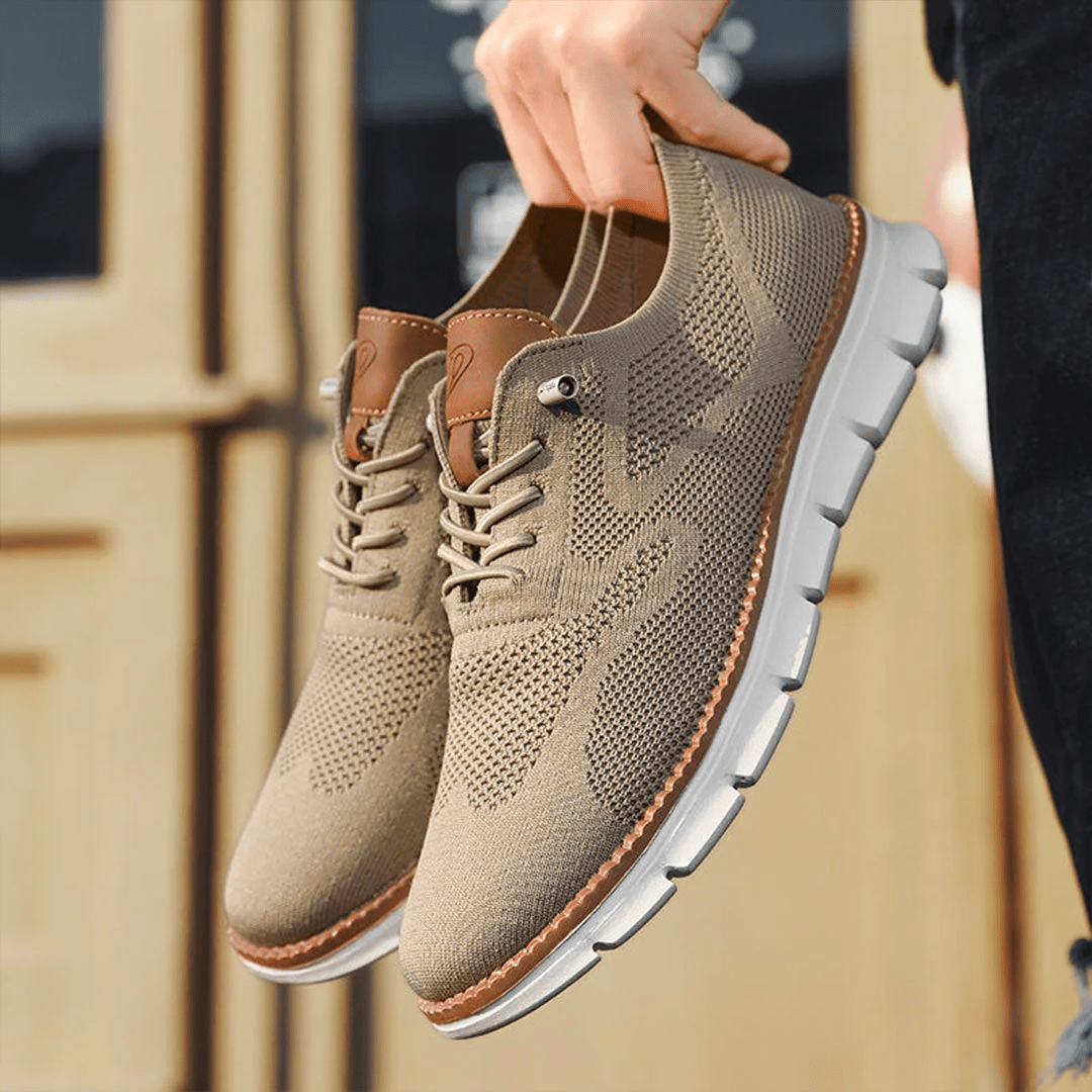 Atmungsaktive Strick-Schnürschuhe für Herren – bequeme Freizeitschuhe mit dämpfender Wirkung und flexiblen Sohlen für den Alltag