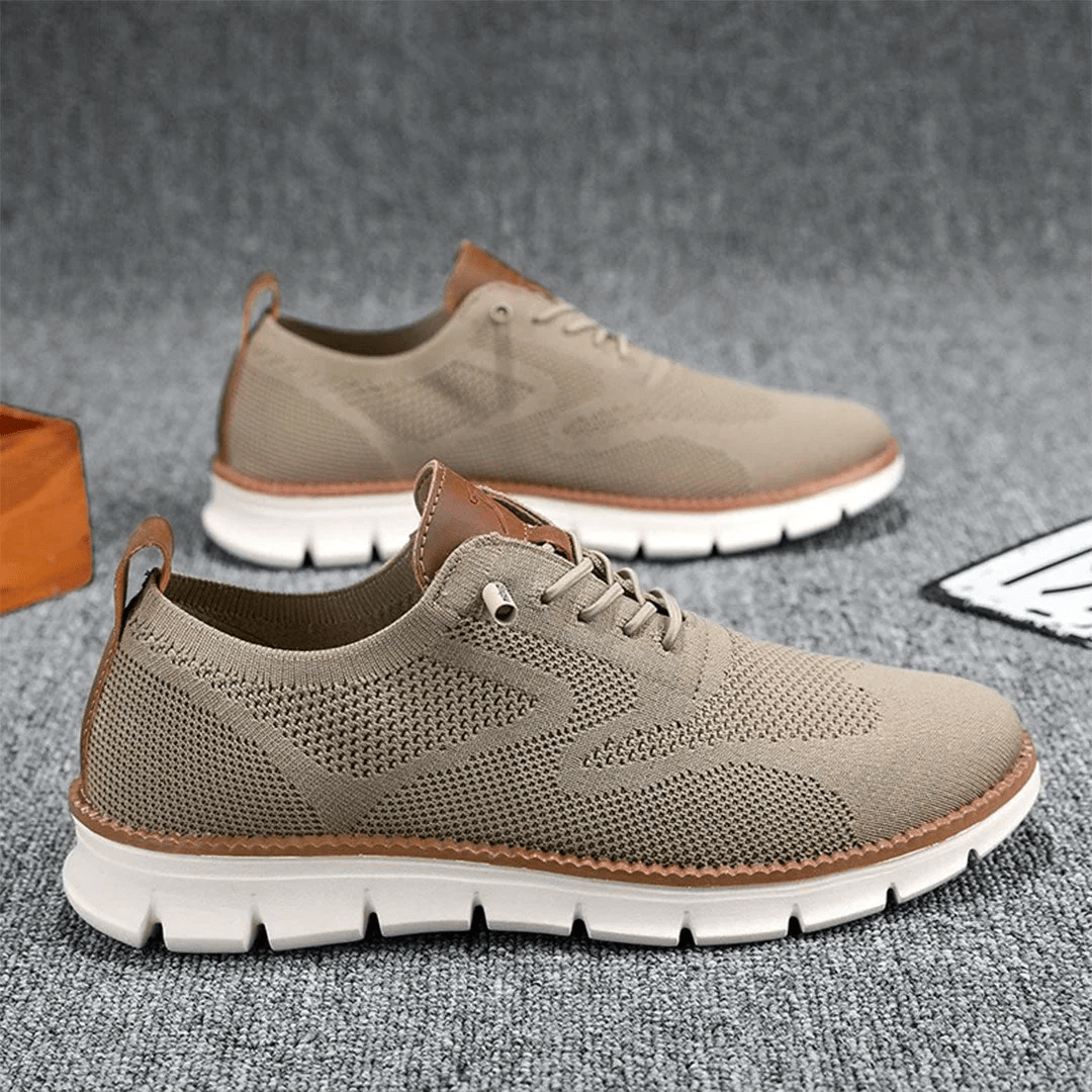 Atmungsaktive Strick-Schnürschuhe für Herren – bequeme Freizeitschuhe mit dämpfender Wirkung und flexiblen Sohlen für den Alltag