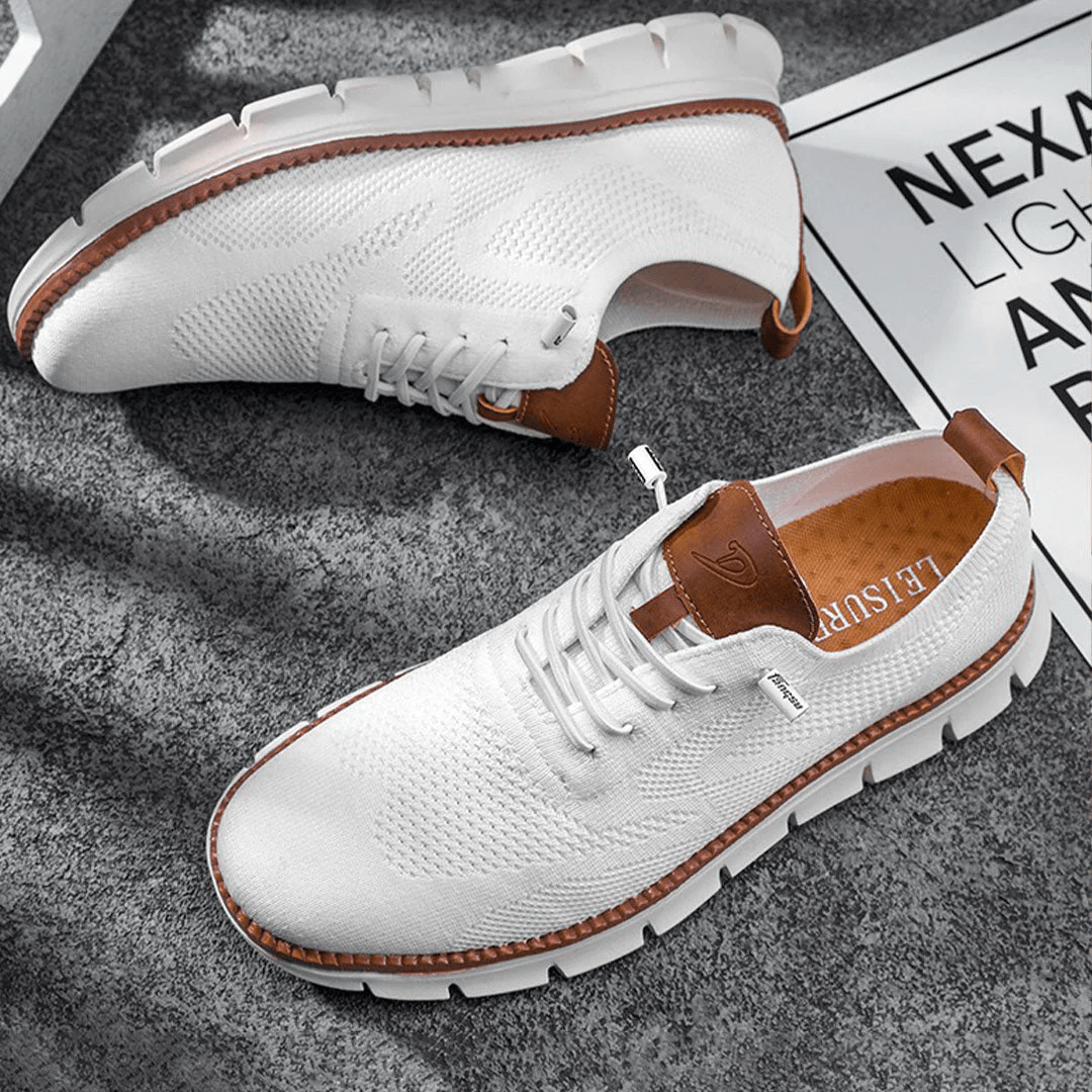 Atmungsaktive Strick-Schnürschuhe für Herren – bequeme Freizeitschuhe mit dämpfender Wirkung und flexiblen Sohlen für den Alltag