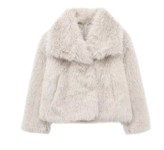 Dámská zimní bunda z hebké umělé kožešiny - hřejivá zkrácená výrazná vrstva pro elegantní městské nošení, smart casual outfity, večerní příležitosti a styling do chladného počasí