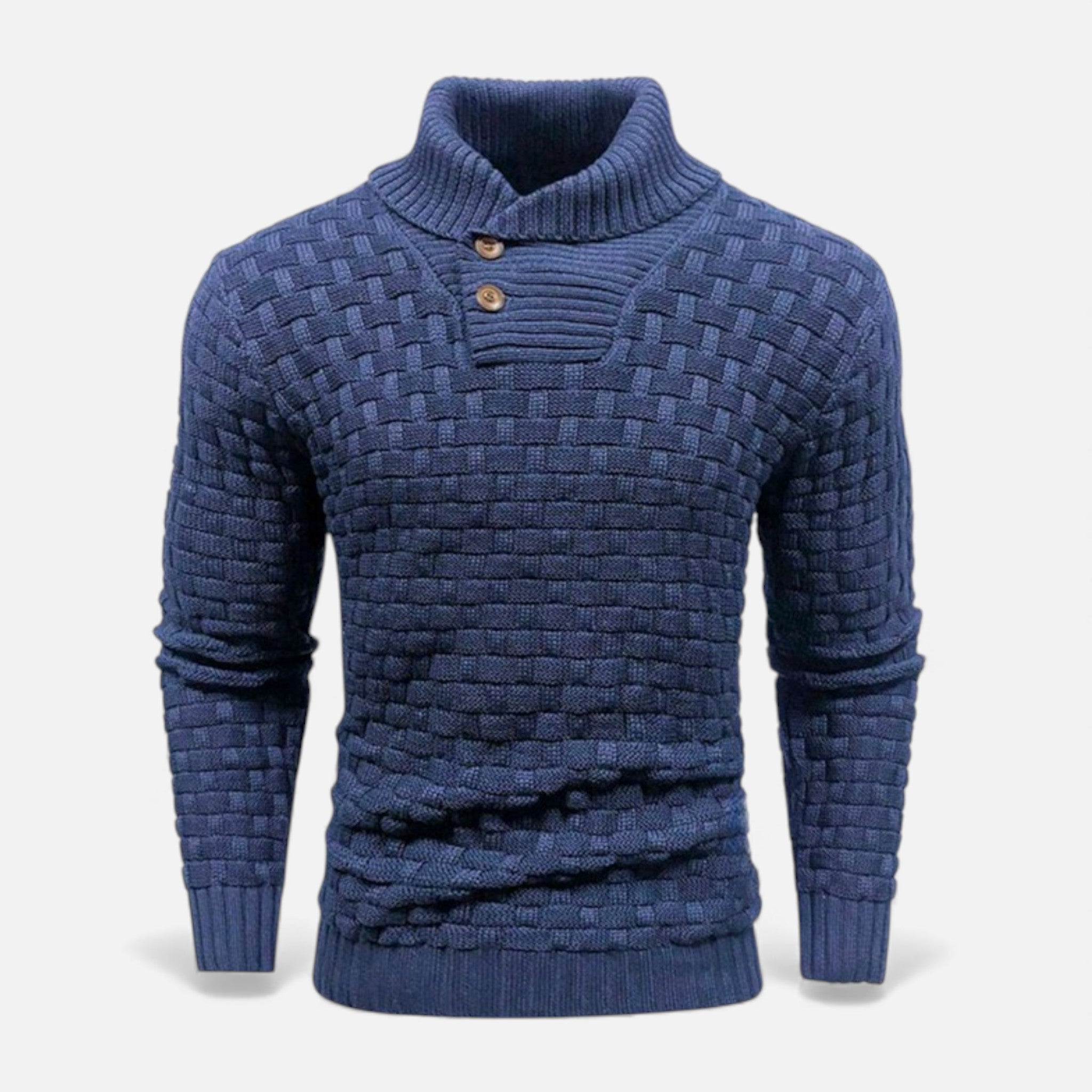 Valmonti | Men’s Turtleneck Button Sweater – Slim Knit Sweater