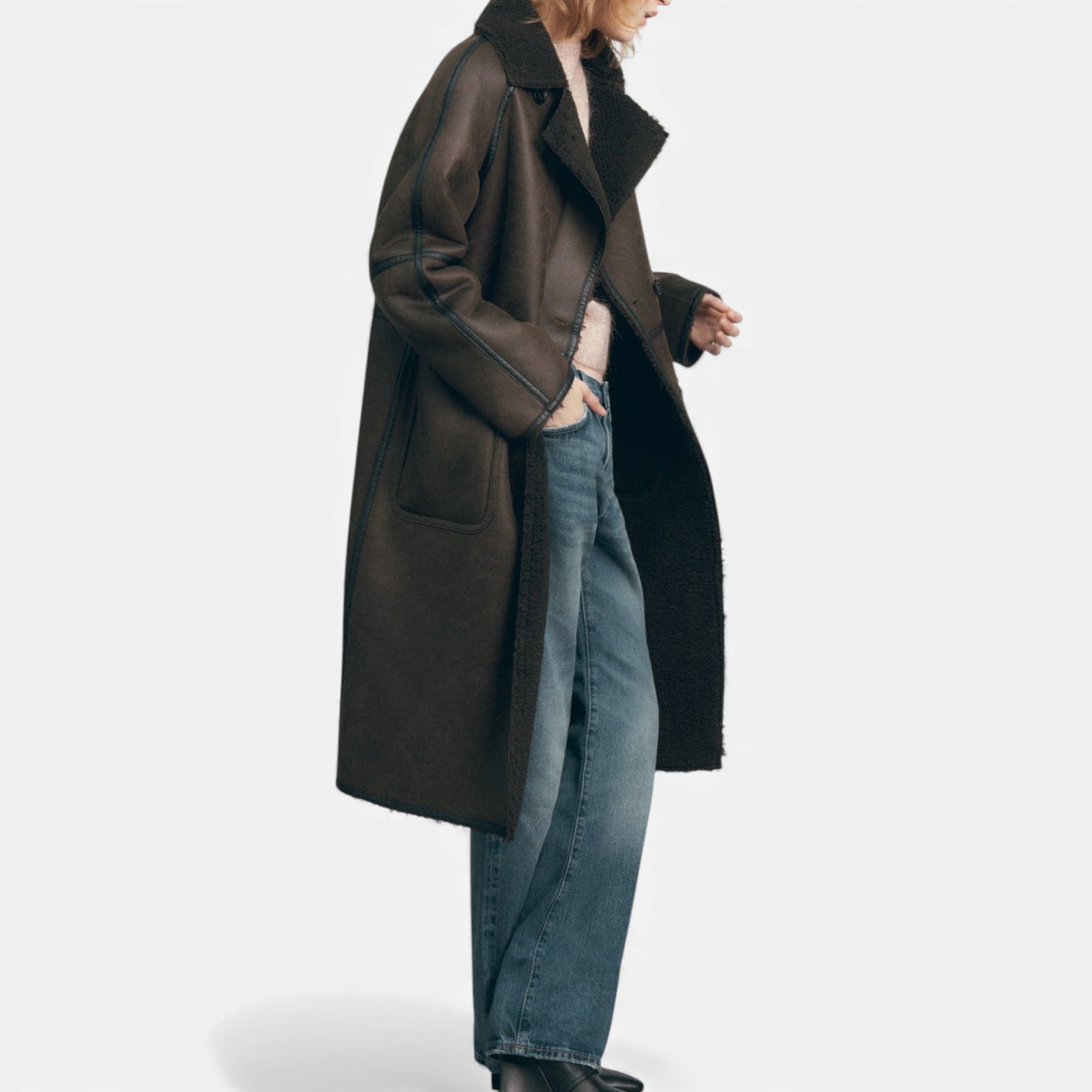 Valmonti | Women’s Belted Wool Trench Coat – Classic Mid-Length Coat