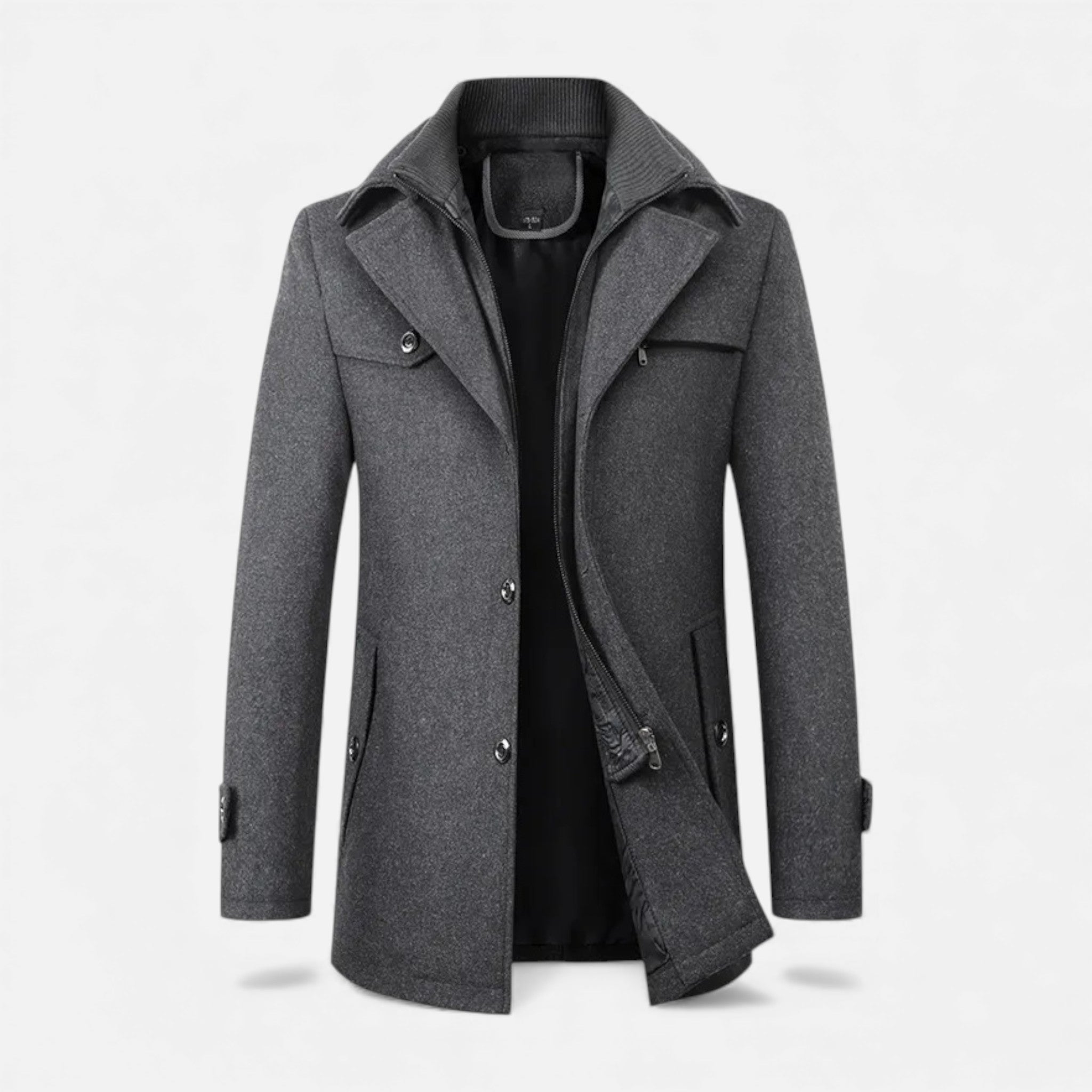 Valmonti | Men’s Wool Business Overcoat – Classic Winter Coat