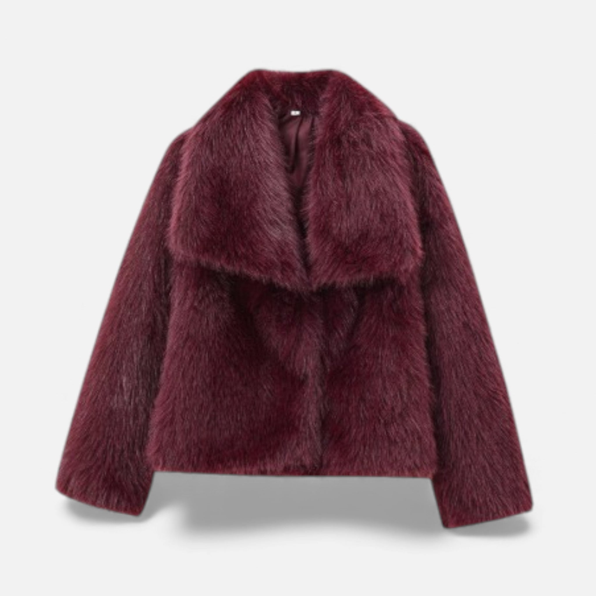 Valmonti | Women’s Faux-Fur Lapel Jacket – Short Cozy Fur Coat