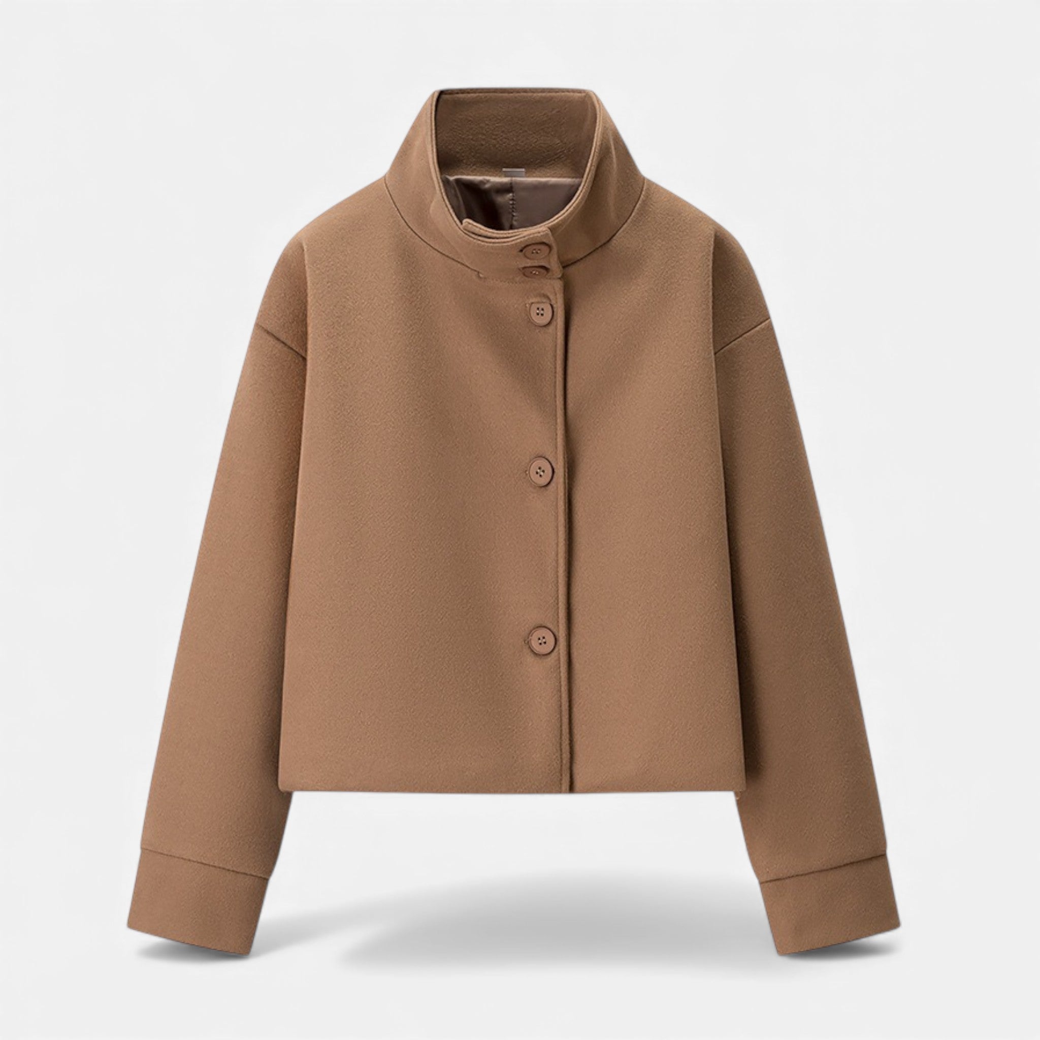 Valmonti | Women’s Wool Breasted Coat – Classic Stand-Collar Coat