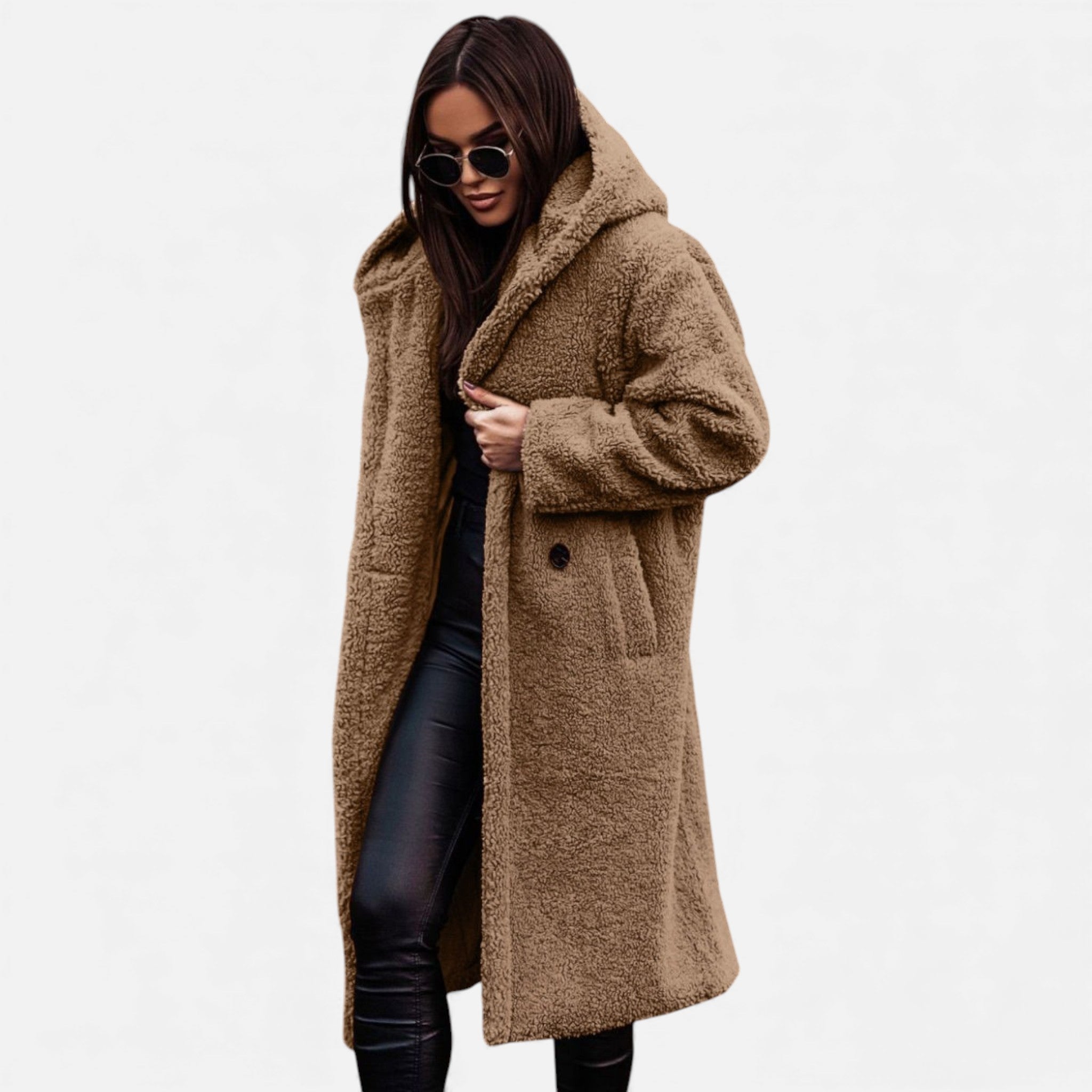 Valmonti | Women’s Plush Faux‑Fleece Long Coat