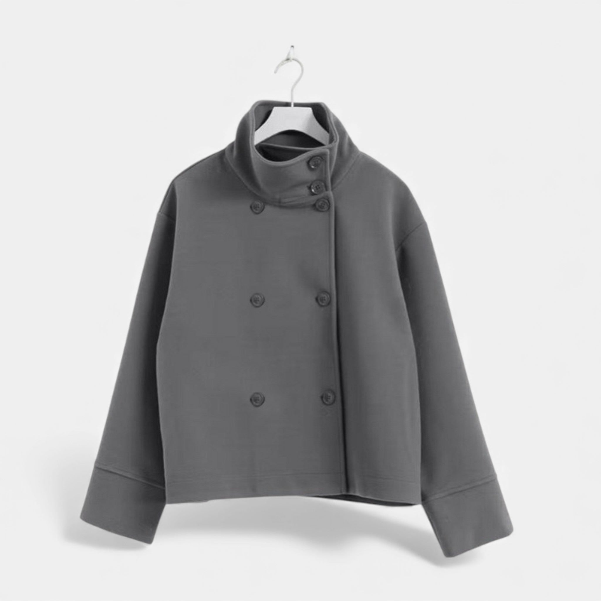 Valmonti | Women’s Wool Breasted Coat – Classic Stand-Collar Coat