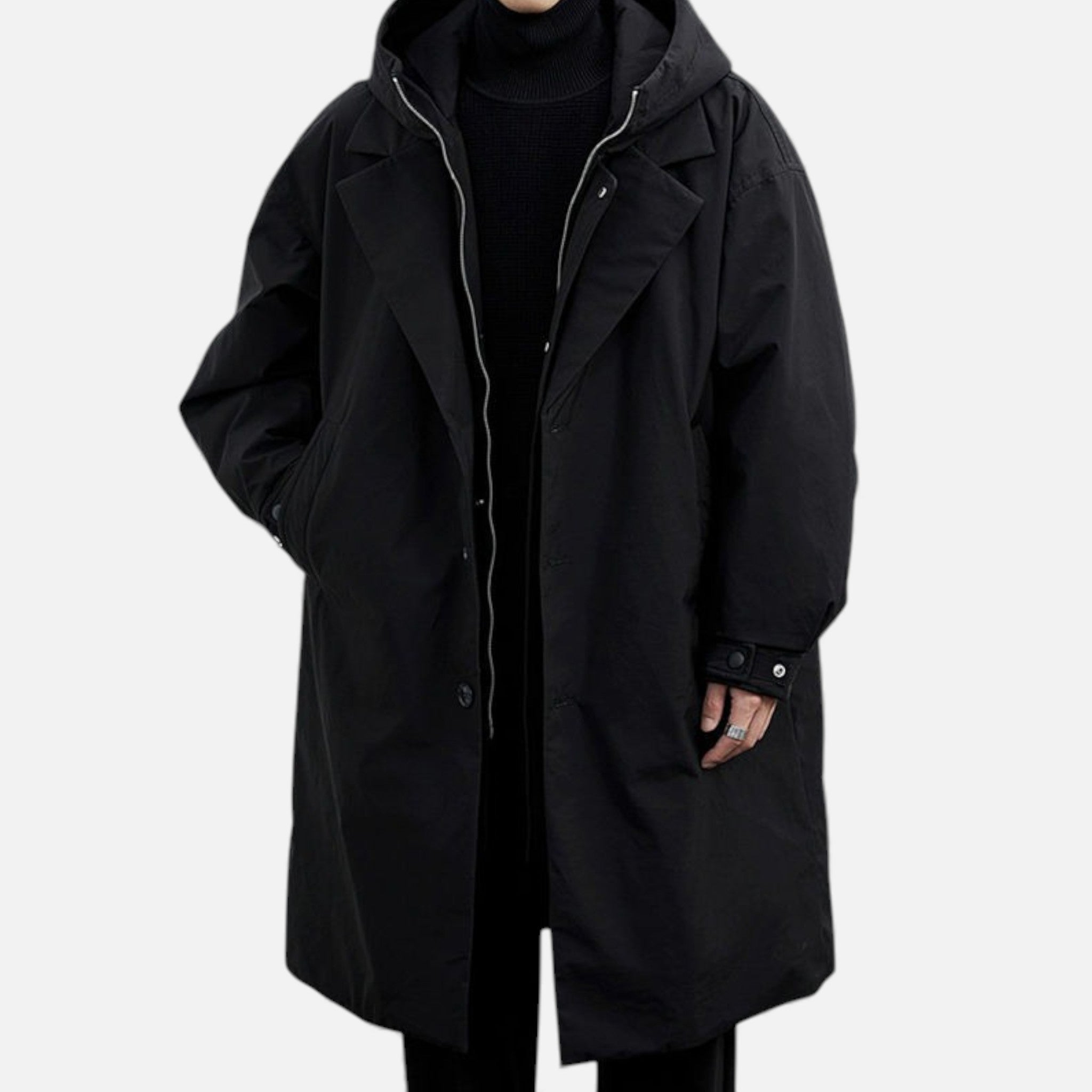 Valmonti | Men’s Hooded Mid-Length Coat – Classic Two-Layer Coat