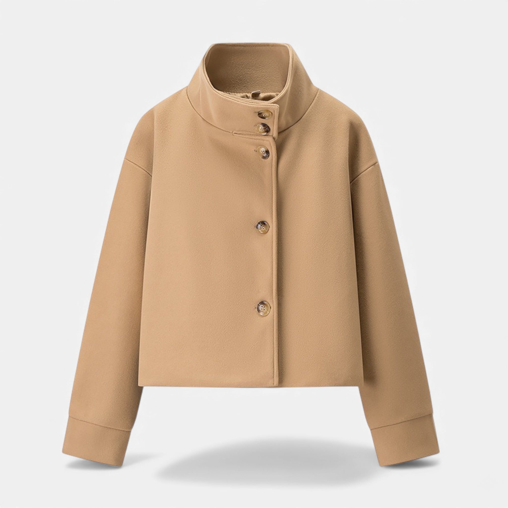 Valmonti | Women’s Wool Breasted Coat – Classic Stand-Collar Coat