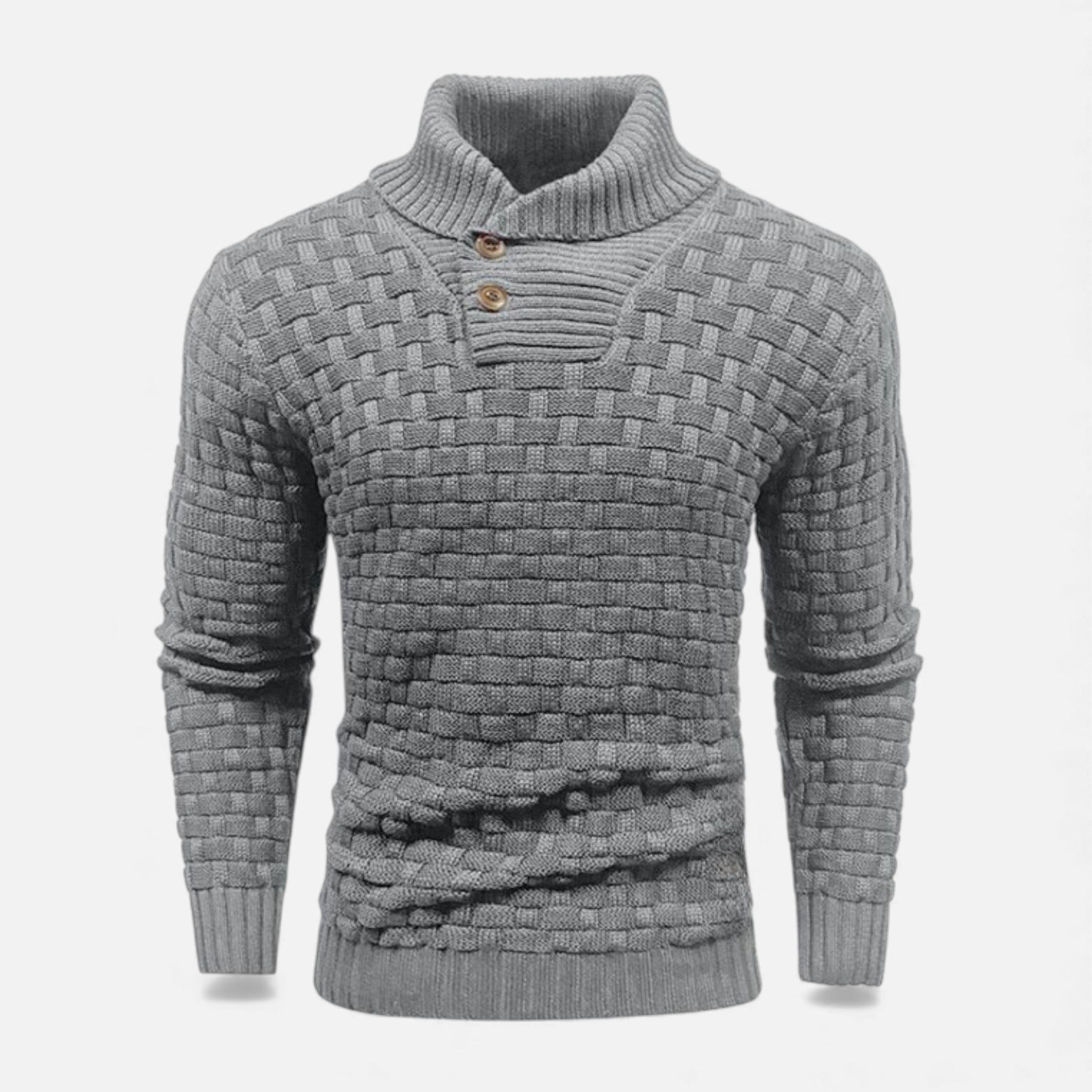 Valmonti | Men’s Turtleneck Button Sweater – Slim Knit Sweater