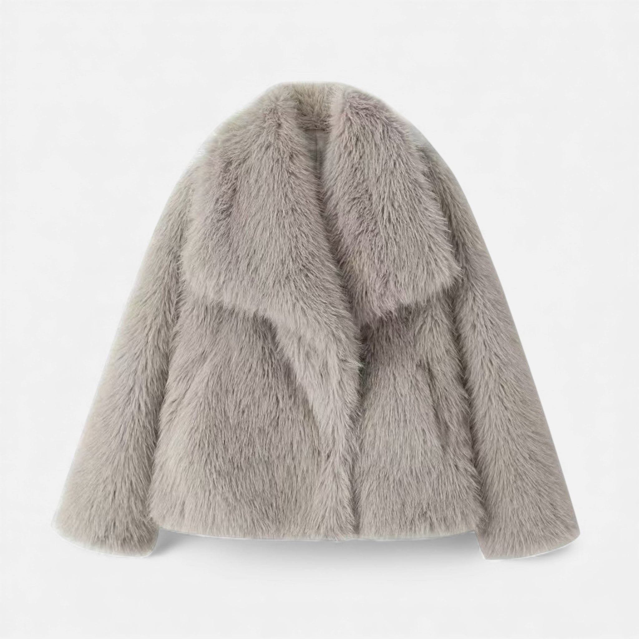 Valmonti | Women’s Faux-Fur Lapel Jacket – Short Cozy Fur Coat