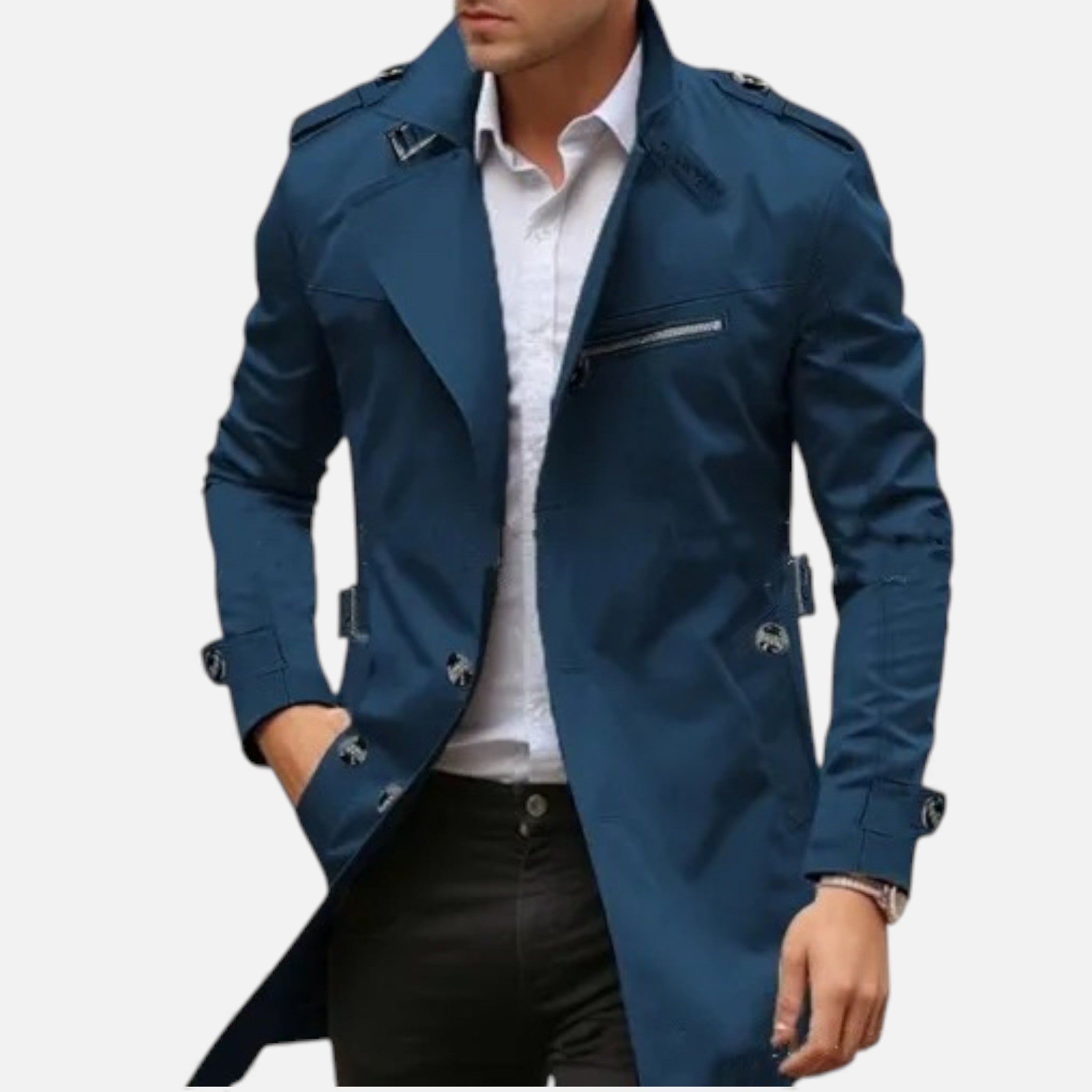 Valmonti | Men’s Lapel Casual Coat – Classic Mid-Length Jacket