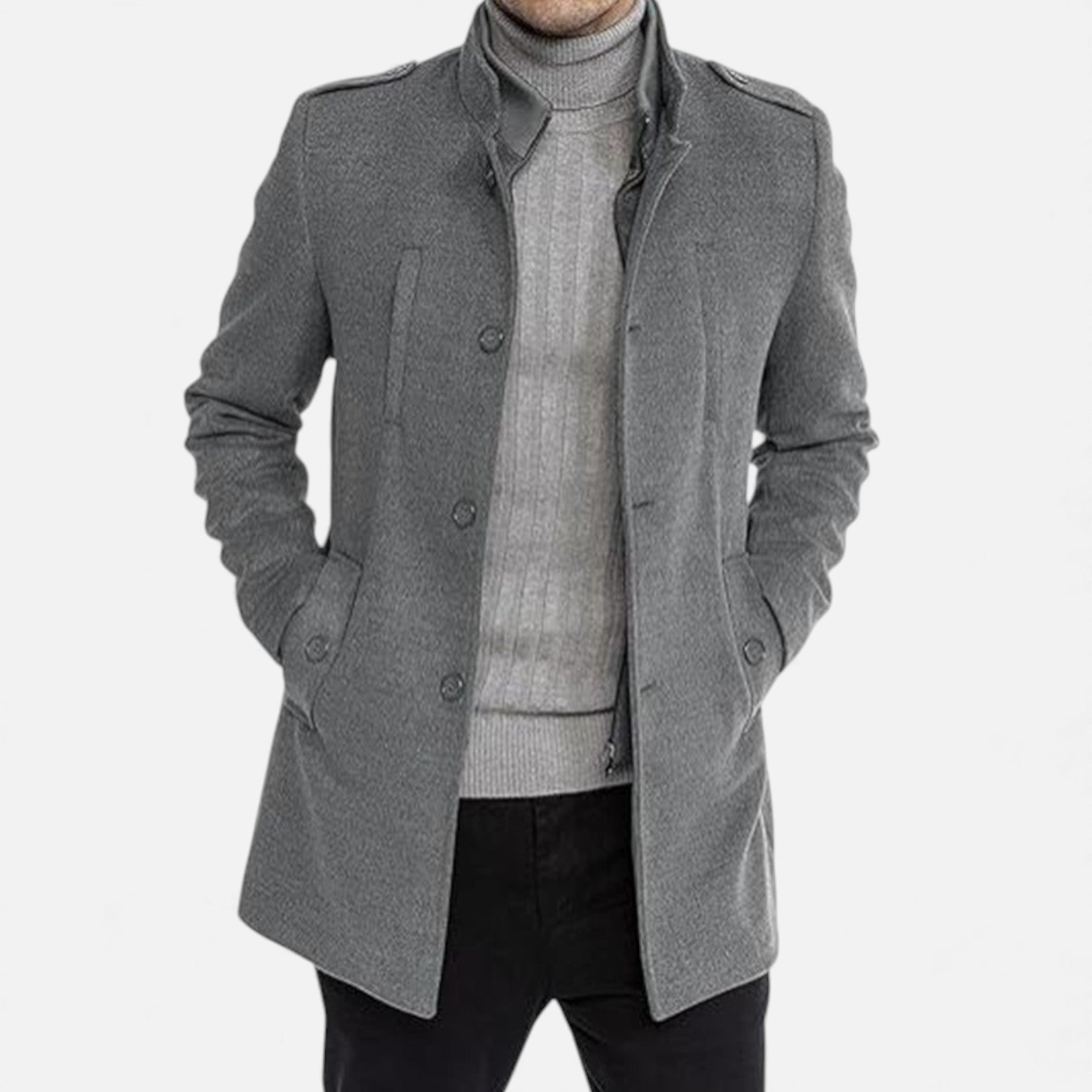 Valmonti | Men’s Wool Mid-Length Jacket – Wool Zipper Overcoat