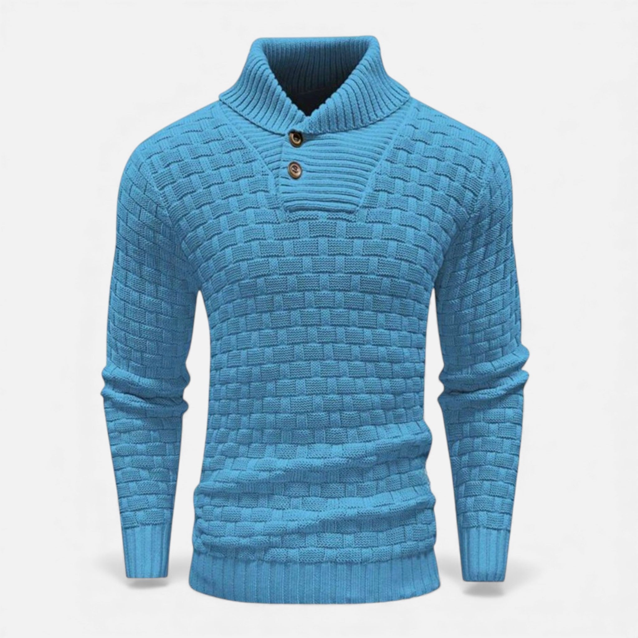 Valmonti | Men’s Turtleneck Button Sweater – Slim Knit Sweater