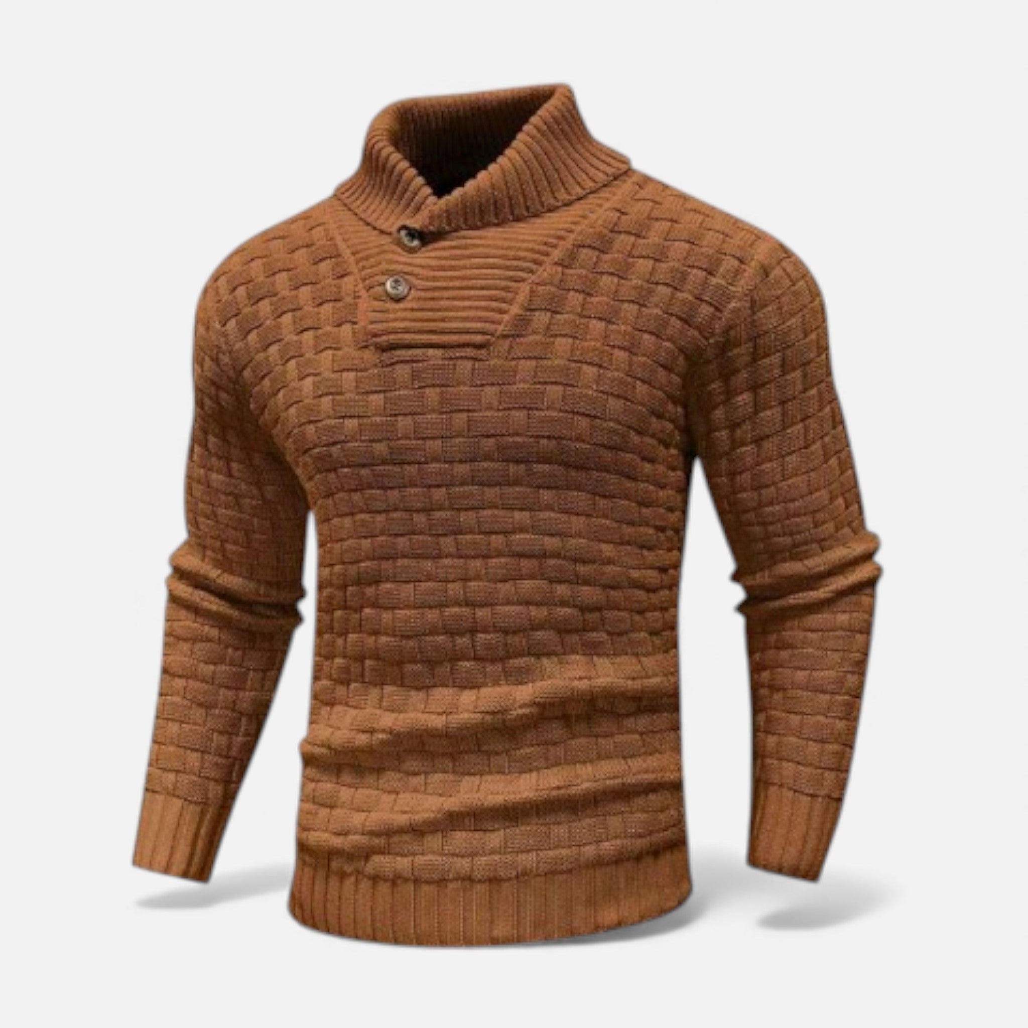 Valmonti | Men’s Turtleneck Button Sweater – Slim Knit Sweater