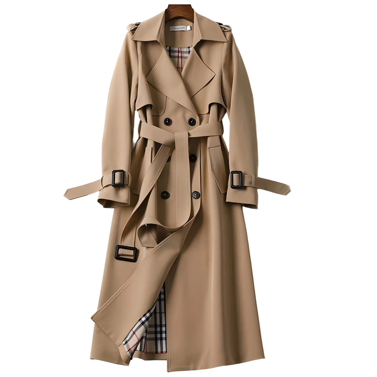Női kétsoros gabardin trench coat derékövvel – elegáns, szabott felsőruházat őszre és irodai viselethez