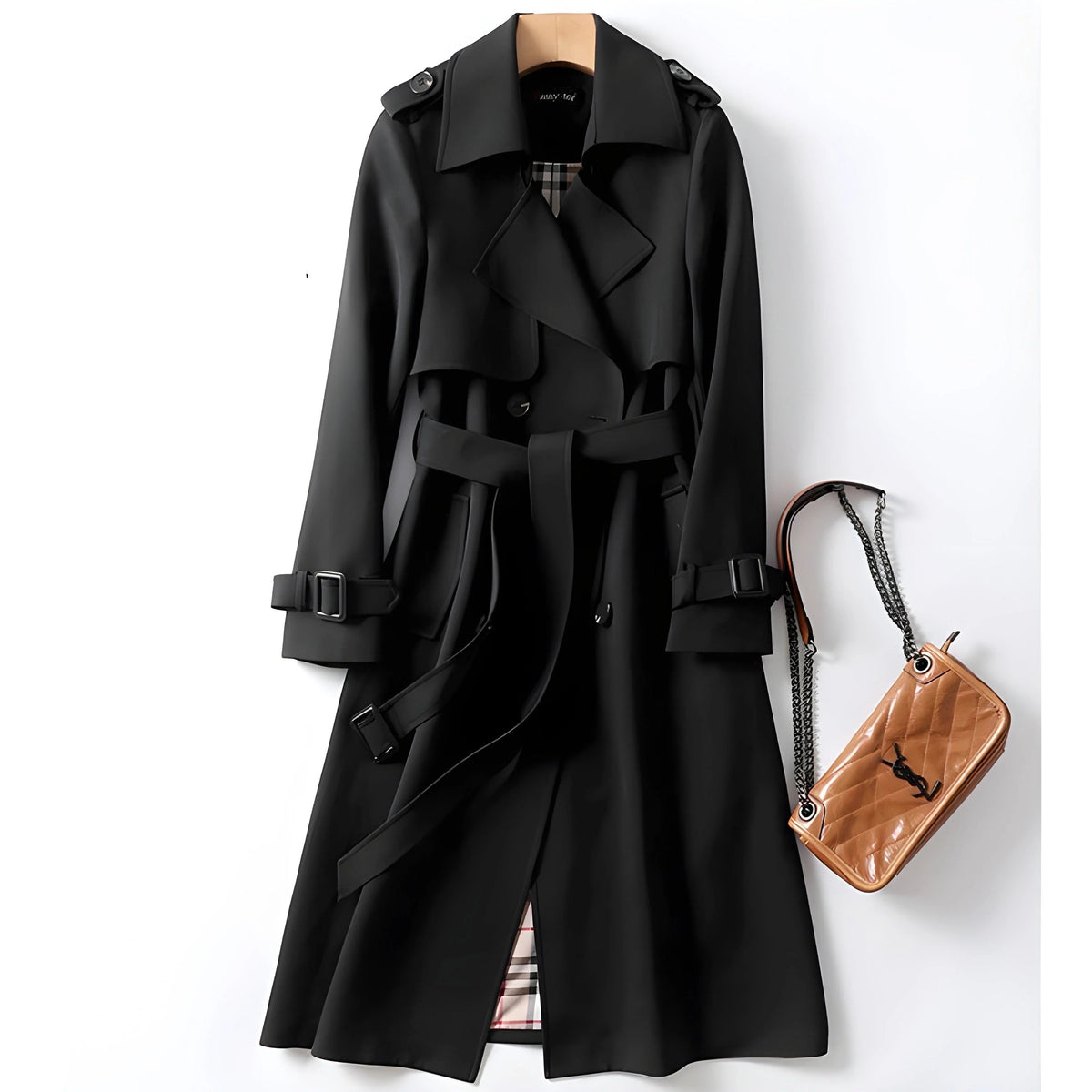 Női kétsoros gabardin trench coat derékövvel – elegáns, szabott felsőruházat őszre és irodai viselethez