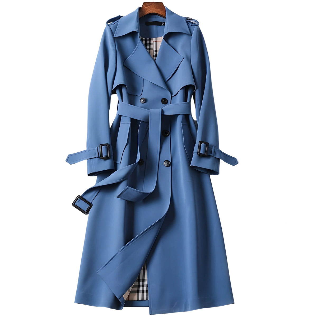 Női kétsoros gabardin trench coat derékövvel – elegáns, szabott felsőruházat őszre és irodai viselethez