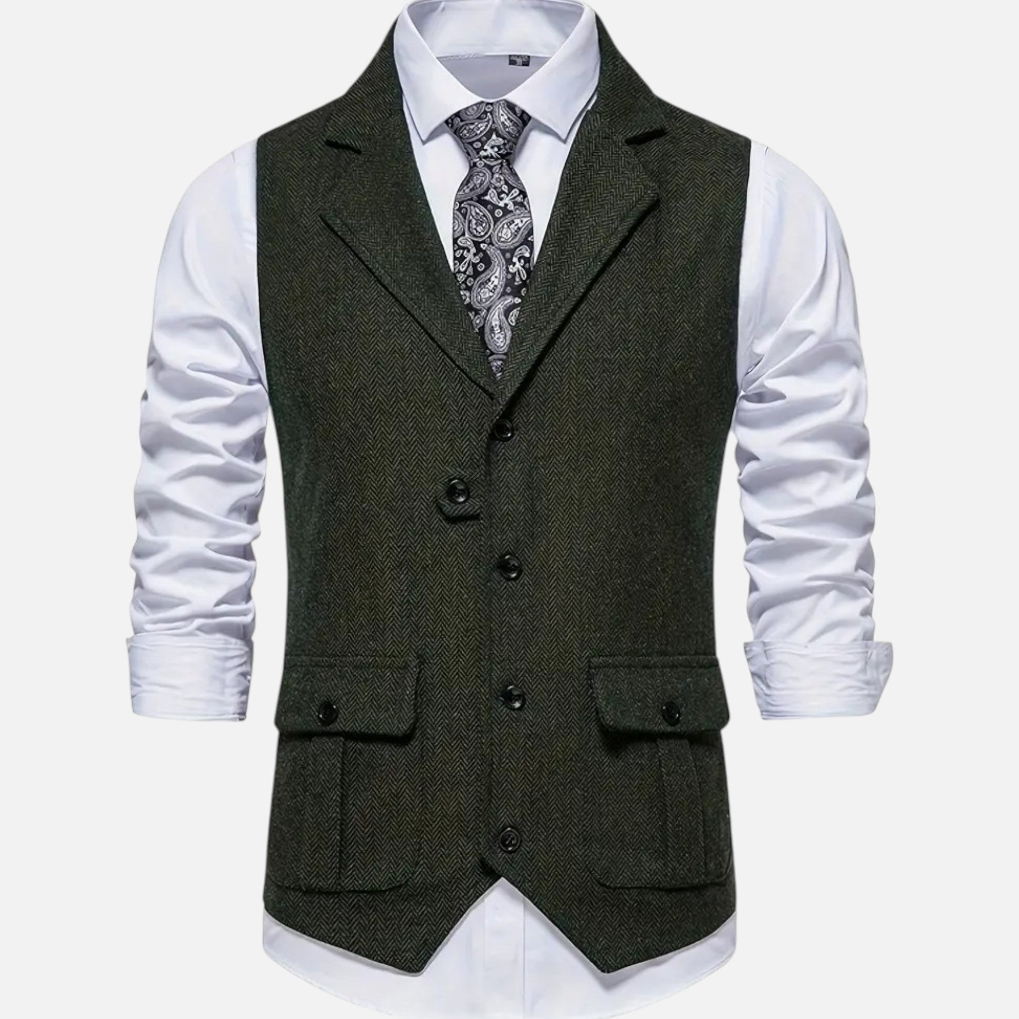 Valmonti | Men’s Herringbone Lapel Vest