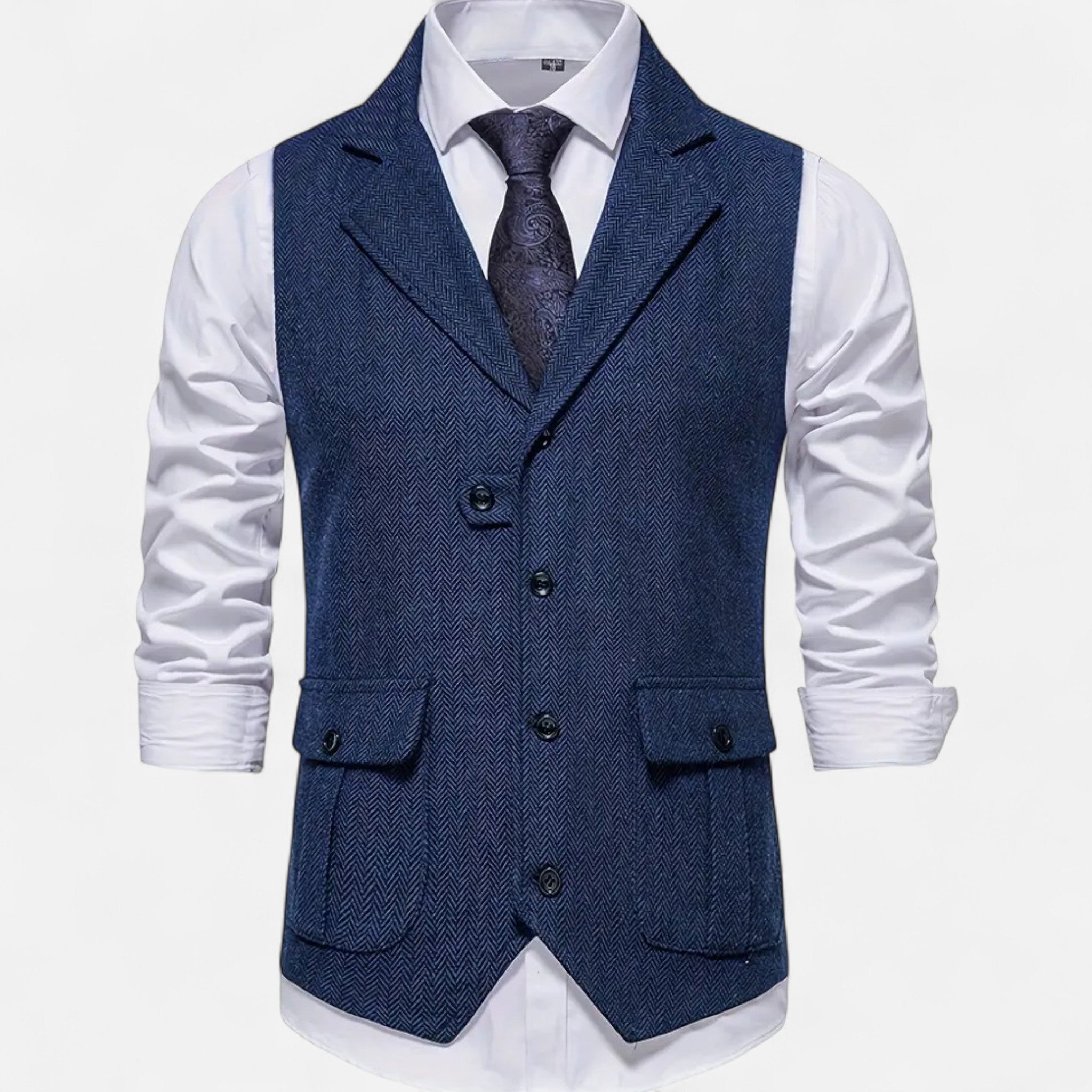 Valmonti | Men’s Herringbone Lapel Vest