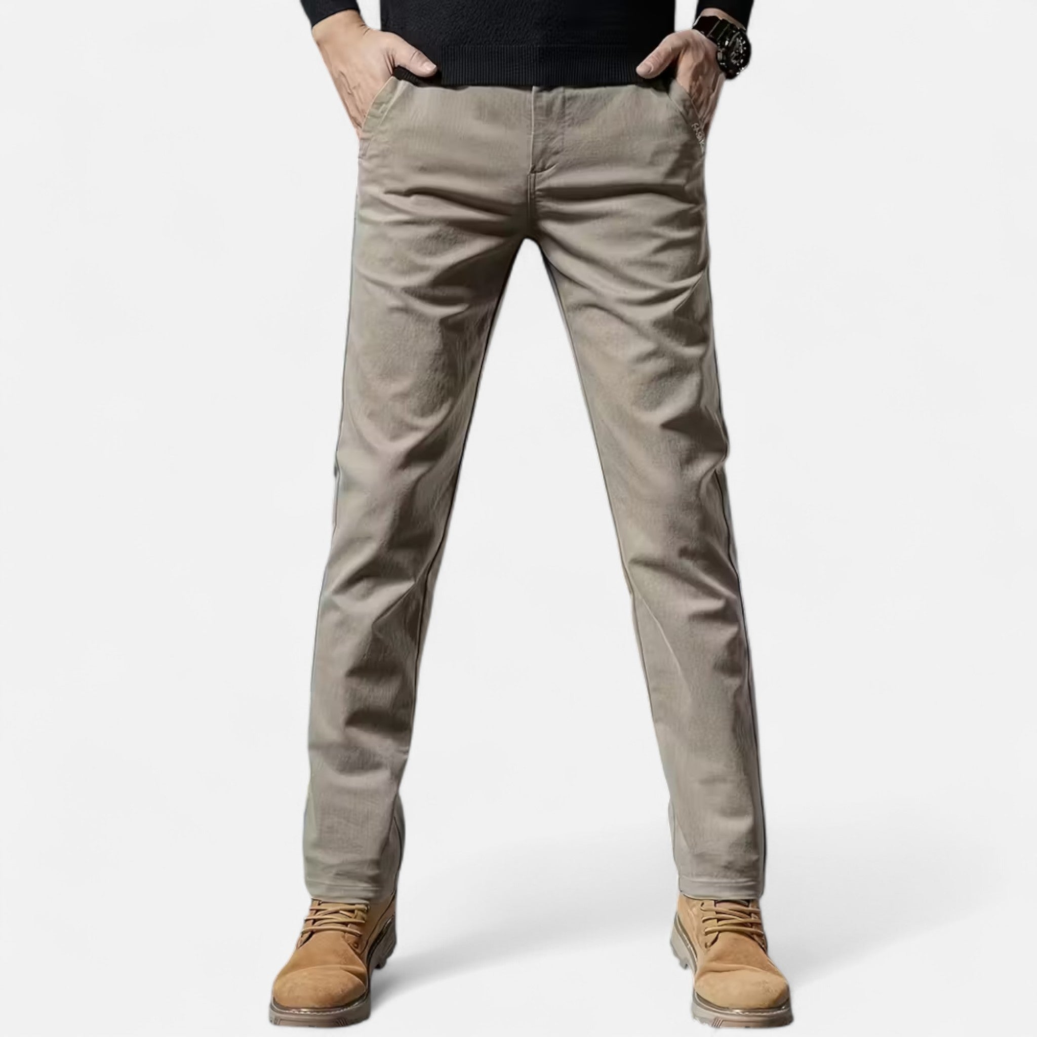 Valmonti | Men’s Trousers – Cotton Straight-Leg Tailored Elegance