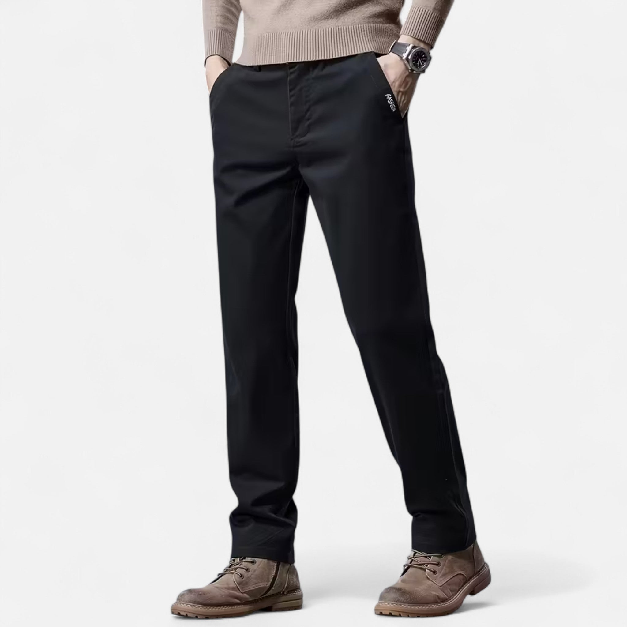 Valmonti | Men’s Trousers – Cotton Straight-Leg Tailored Elegance