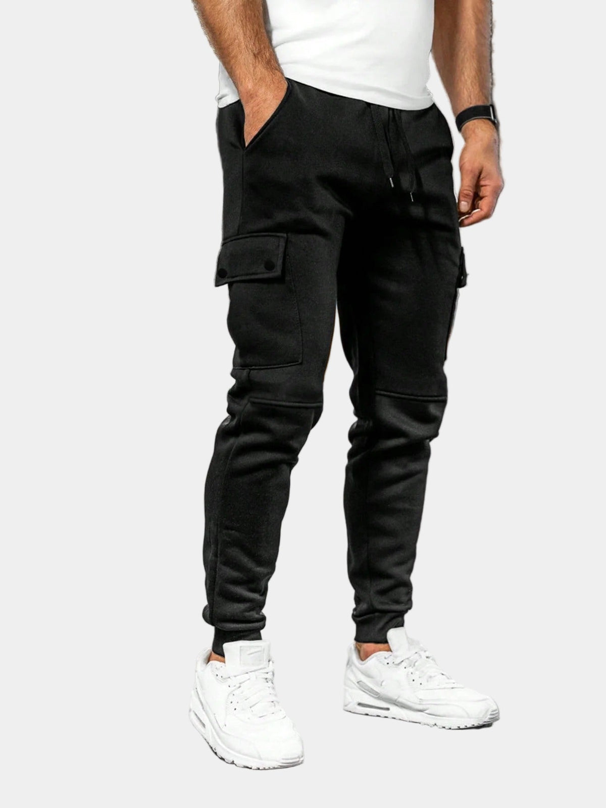 Herren-Cargojogginghose – schmal zulaufende Jogginghose mit Kordelzug und Pattentaschen für lässige Alltagsoutfits