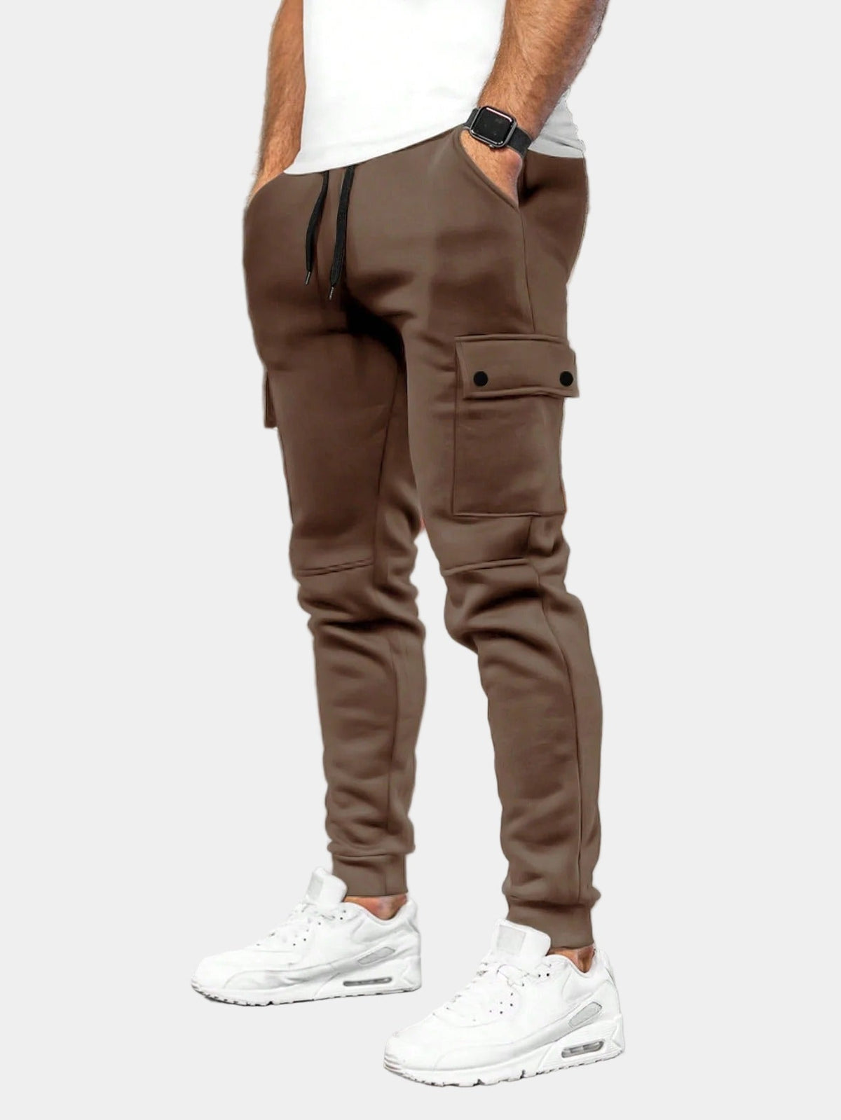 Herren-Cargojogginghose – schmal zulaufende Jogginghose mit Kordelzug und Pattentaschen für lässige Alltagsoutfits
