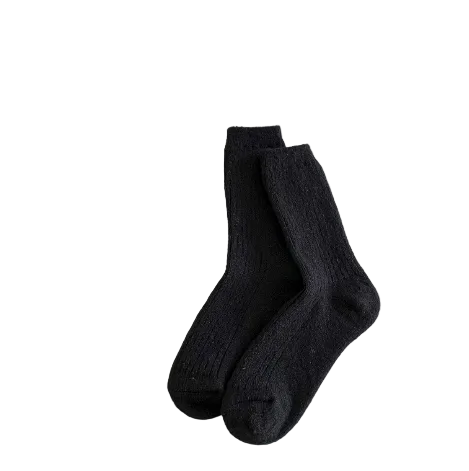 Women’s Warm Knitted Crew Socks – Soft Textured Everyday Style for Autumn Winter Lounging and Casual Cold-Weather Wear