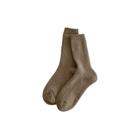Women’s Warm Knitted Crew Socks – Soft Textured Everyday Style for Autumn Winter Lounging and Casual Cold-Weather Wear