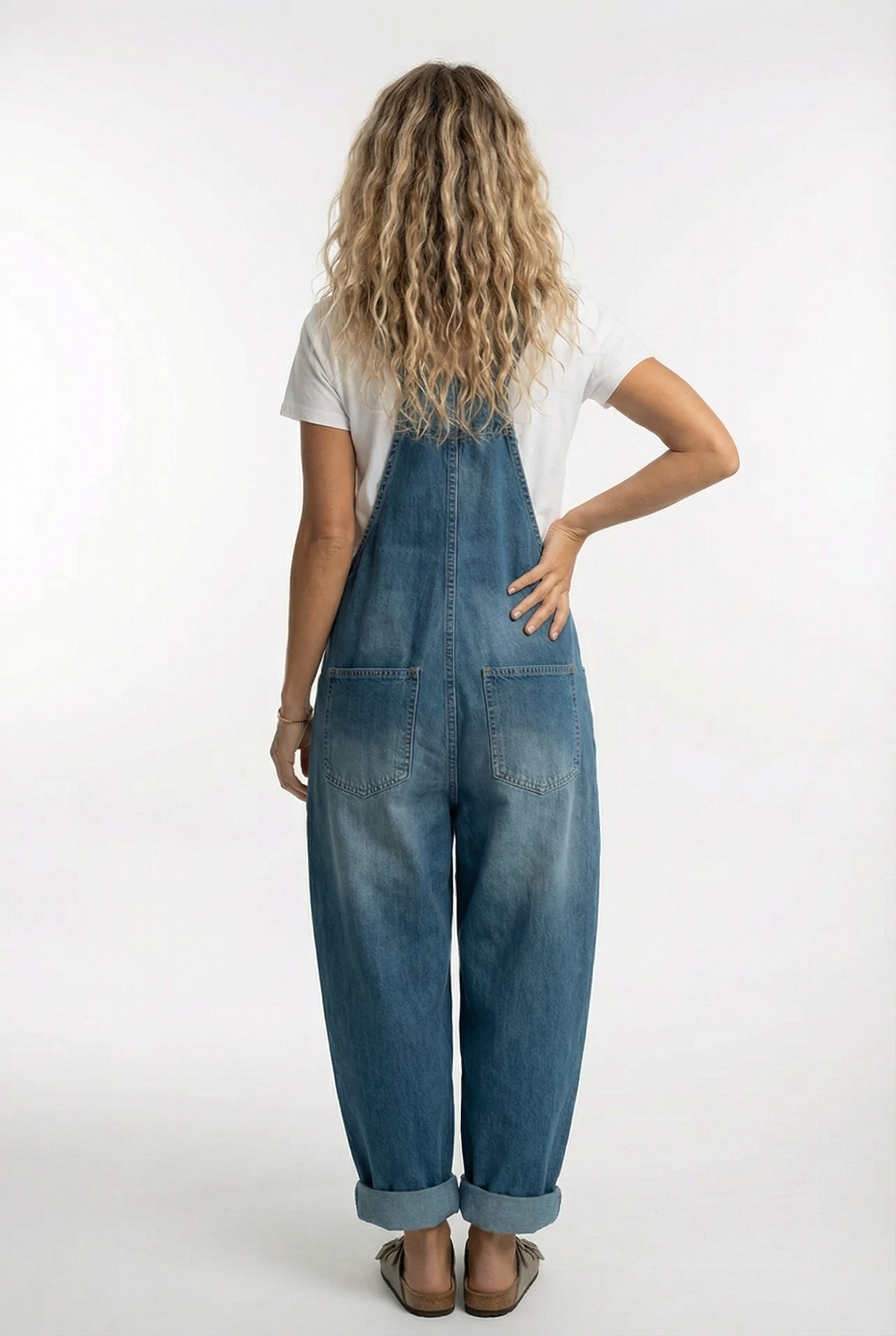Dame afslappede denim-dragter med justerbare stropper jumpsuit