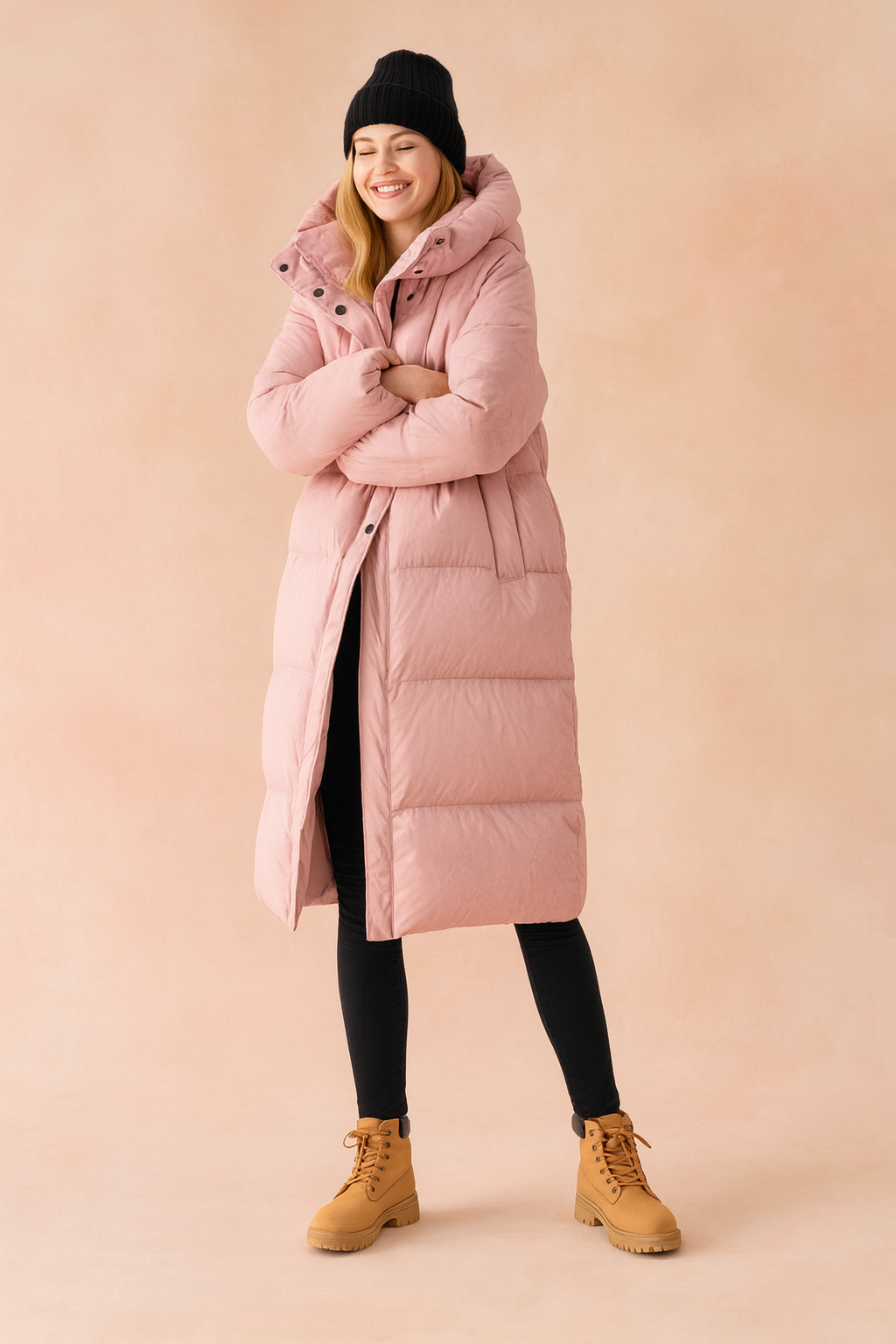 Abrigo acolchado largo con capucha para mujer - Chaqueta de invierno cálida y guateada de corte holgado para el uso diario en climas fríos