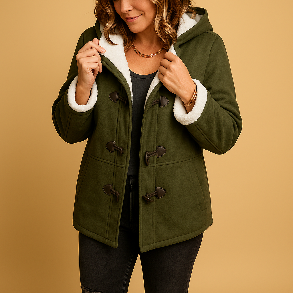 Women’s Hooded Toggle Winter Jacket – Warm Lined Casual Outerwear for Cold-Weather Days