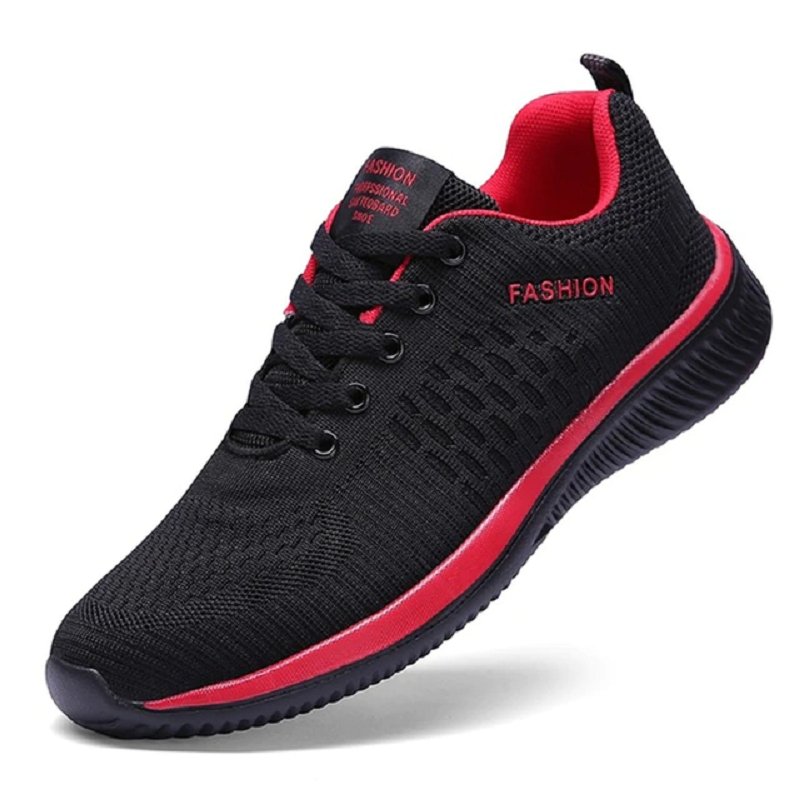 Unisex Lightweight Knit Sneakers – Breathable Lace-Up Sports Shoes with Flexible Cushioned Sole