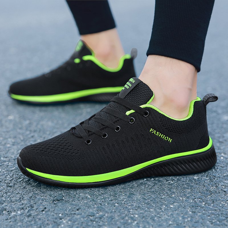 Unisex Lightweight Knit Sneakers – Breathable Lace-Up Sports Shoes with Flexible Cushioned Sole