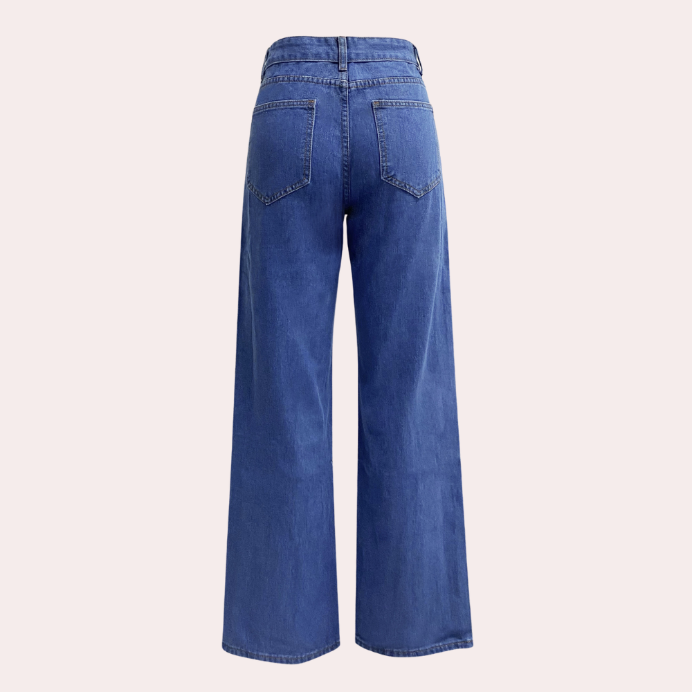Jean droit taille haute pour femme - denim pleine longueur pour le quotidien décontracté, les looks du week-end et les voyages