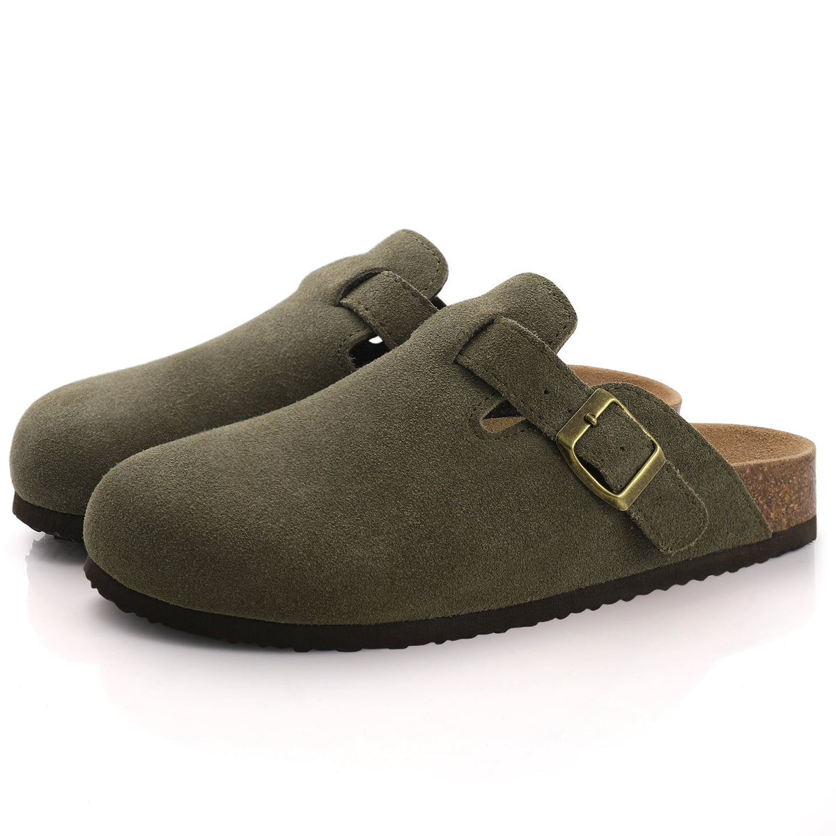 Women’s Leather Buckle Clog Sandals – Closed-Toe Slip-On Footbed Shoes for Travel Weekend Outings Casual City Wear and Relaxed Everyday Styling