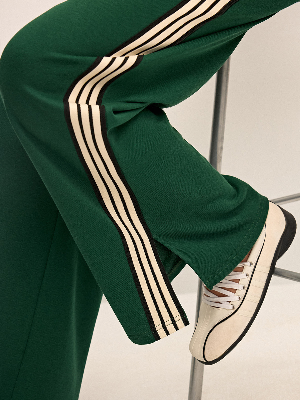 Pantalones casuales de pierna ancha para mujer con cordón y estilo lounge
