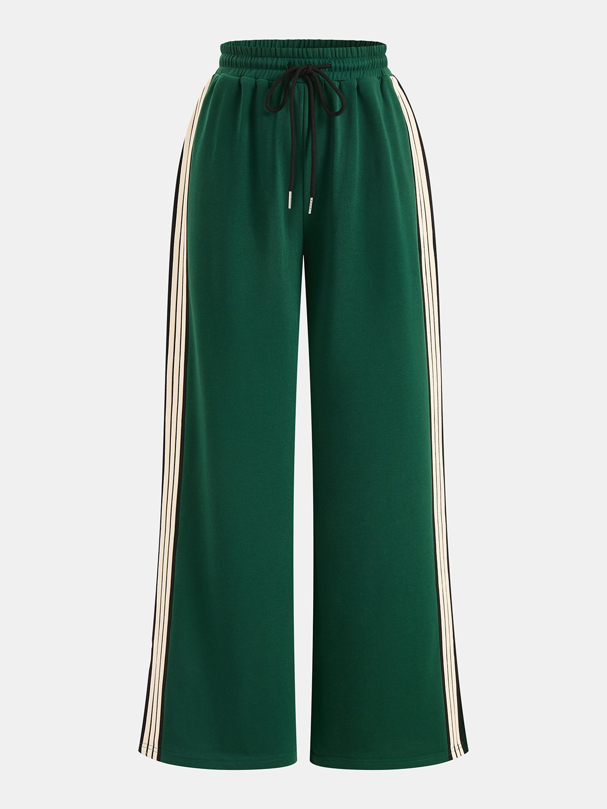 Pantalones casuales de pierna ancha para mujer con cordón y estilo lounge