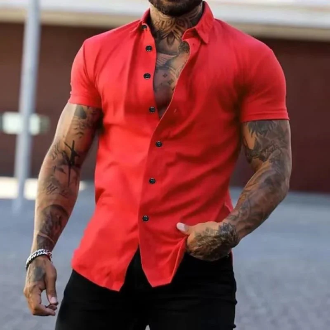 Men’s Slim-Fit Short Sleeve Shirt – Smart Summer Shirt for Casual Wear